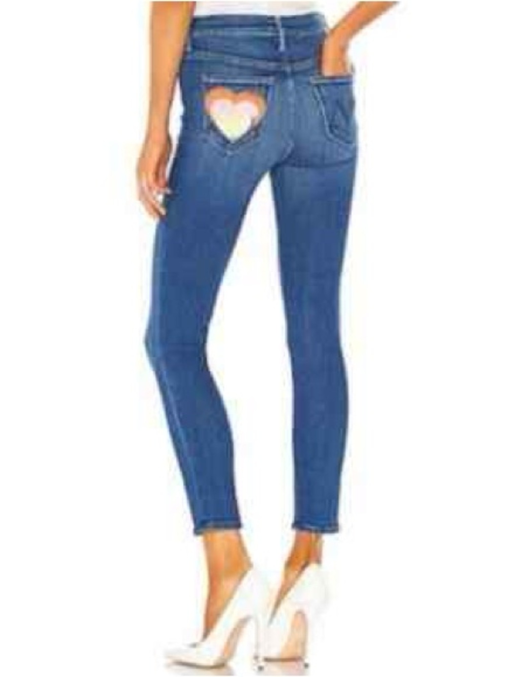 MOTHER The Super Stunner Ankle Double Vision Heart Pocket Jeans Size 26